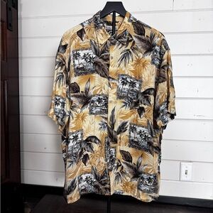 🌴 Hollis River Men’s XL Button-Up Shirt – Tropical Palm & Leaf Print